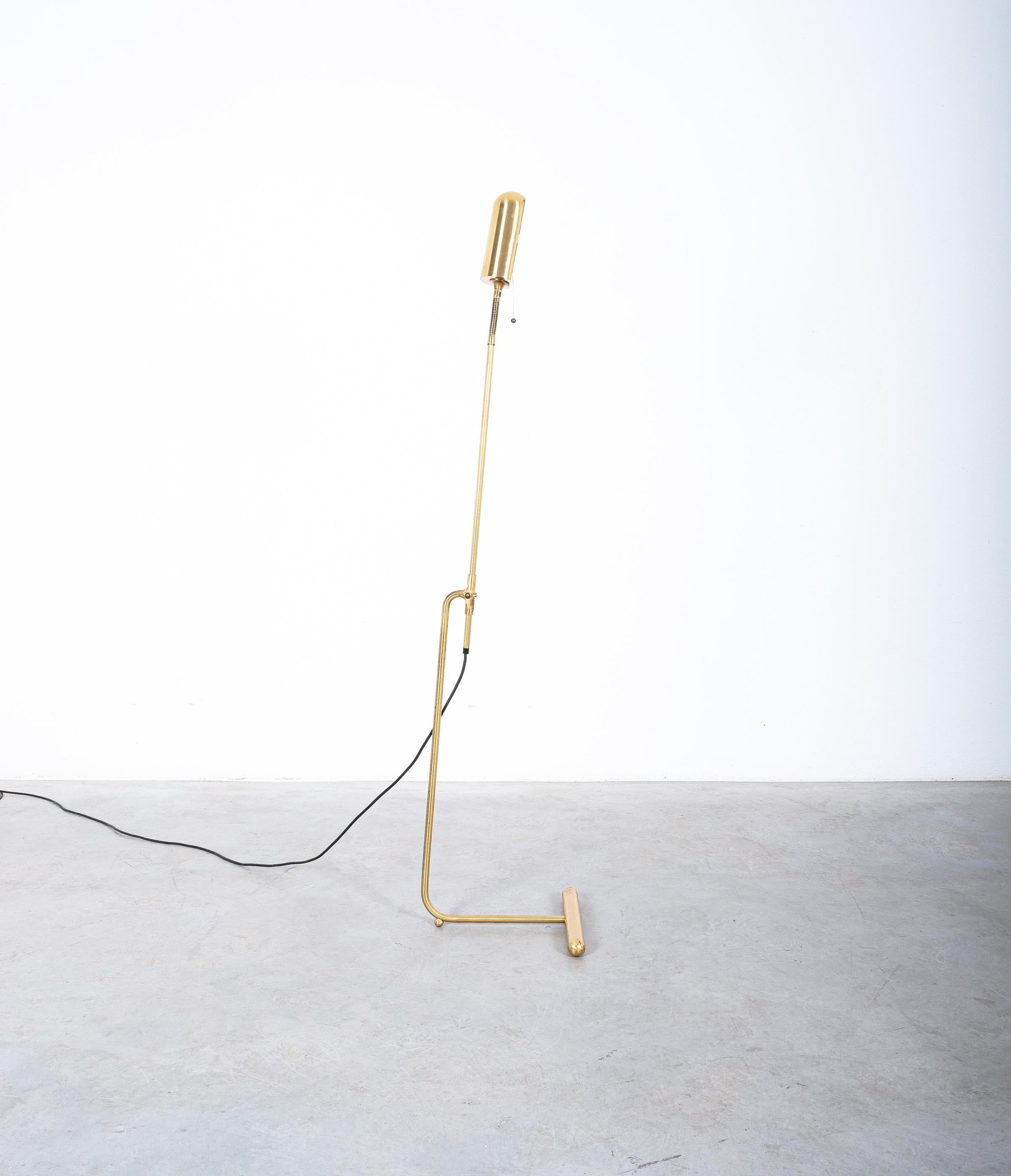 German Brass Floor Lamp with Adjustable Shade by Florian Schulz, 1970 For Sale
