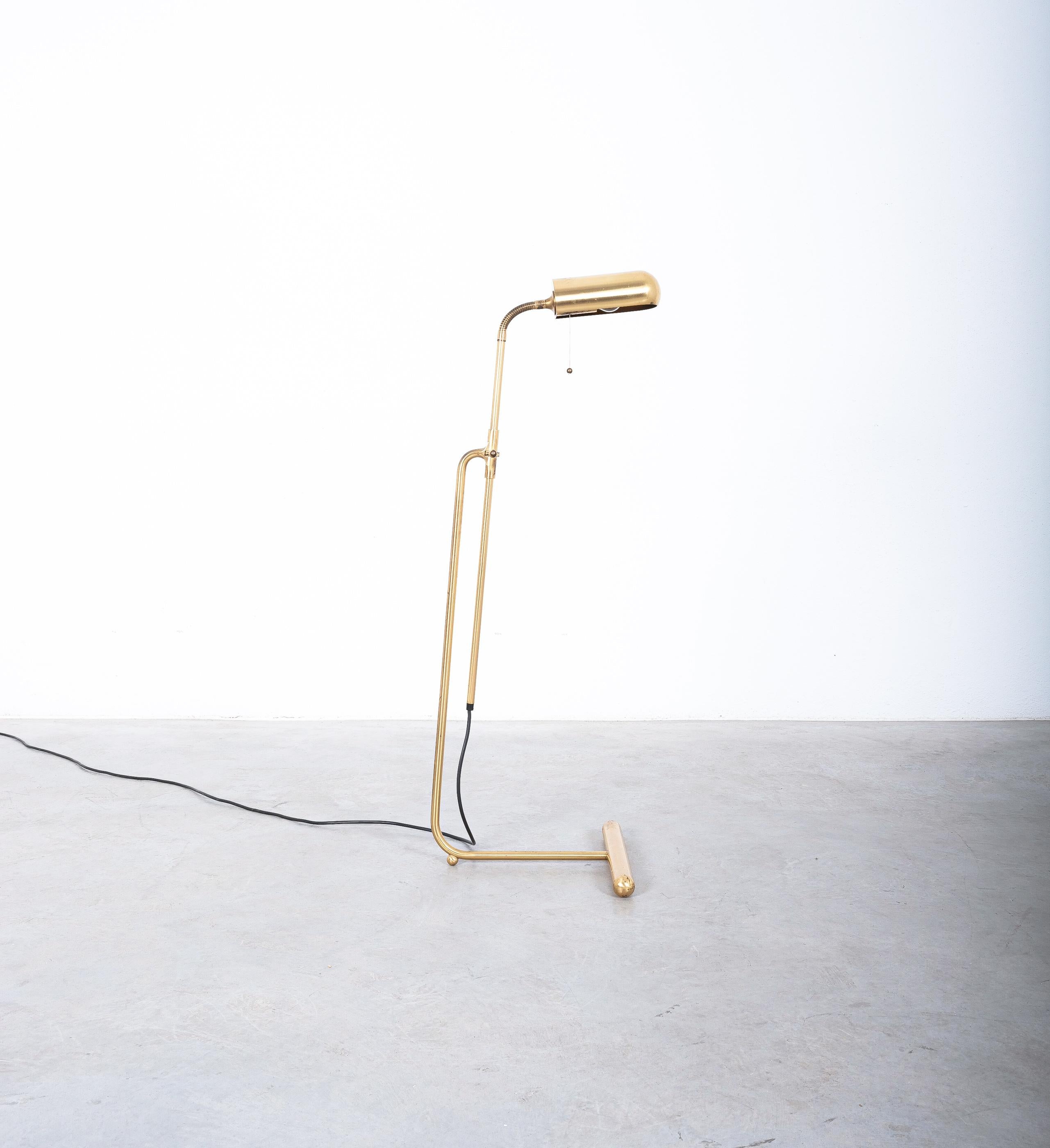 Brass Floor Lamp with Adjustable Shade by Florian Schulz, 1970 In Good Condition For Sale In Vienna, AT