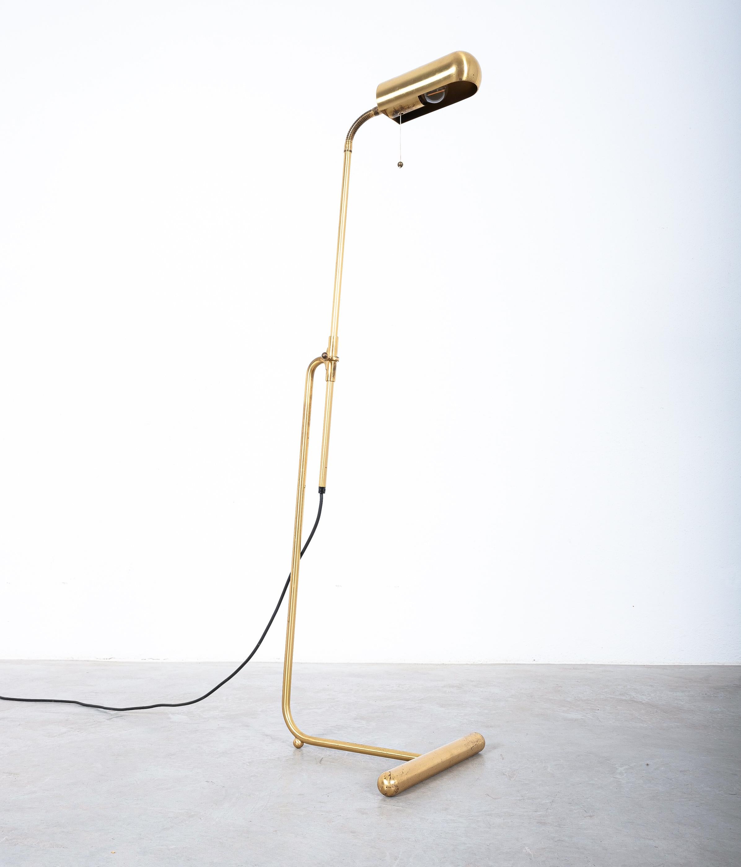 Brass Floor Lamp with Adjustable Shade by Florian Schulz, 1970 For Sale 3