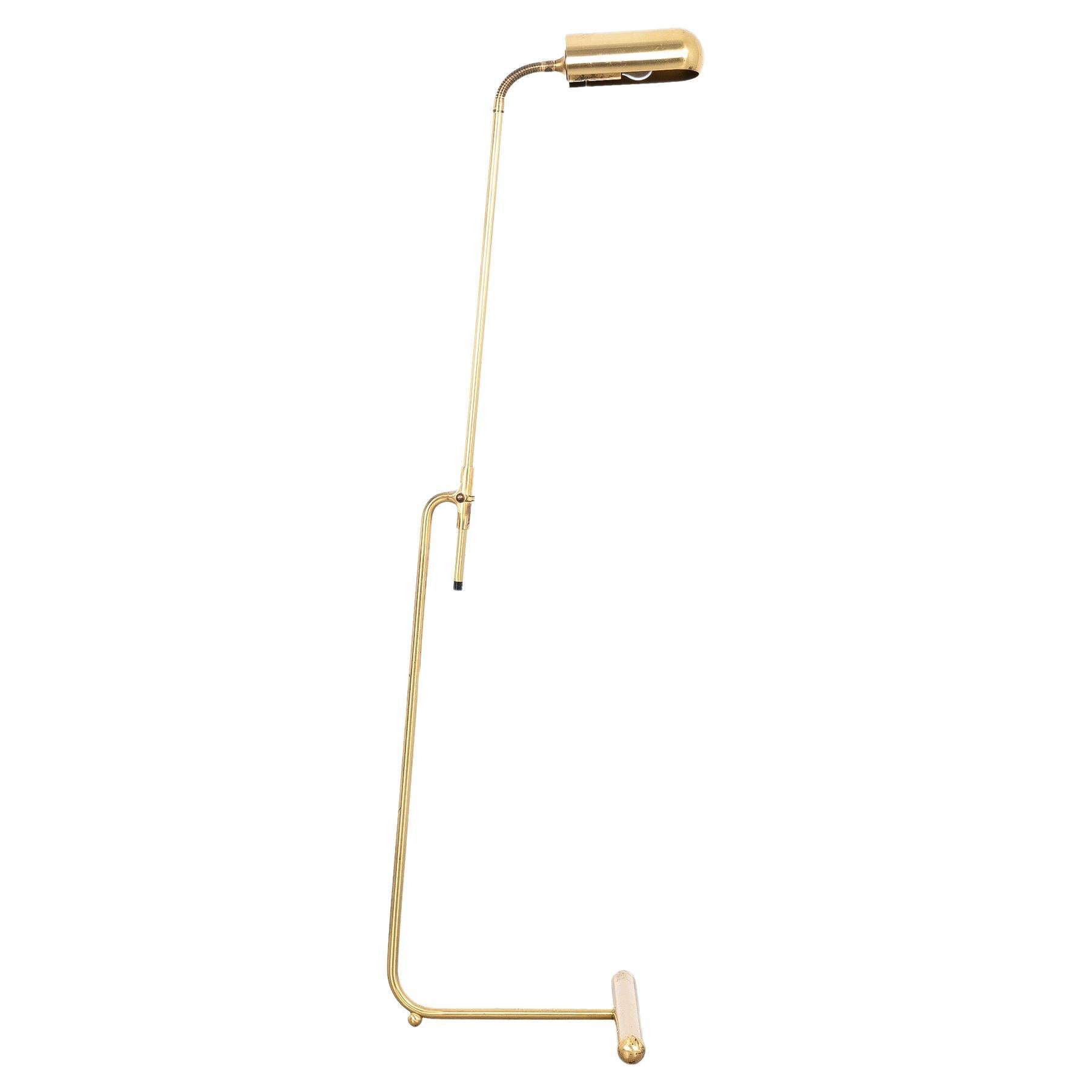 Brass Floor Lamp with Adjustable Shade by Florian Schulz, 1970 For Sale