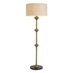 Brass Floor Lamp with Cylindrical Shade