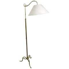 Brass Floor Lamp with Decorative Base, Germany, 1940s