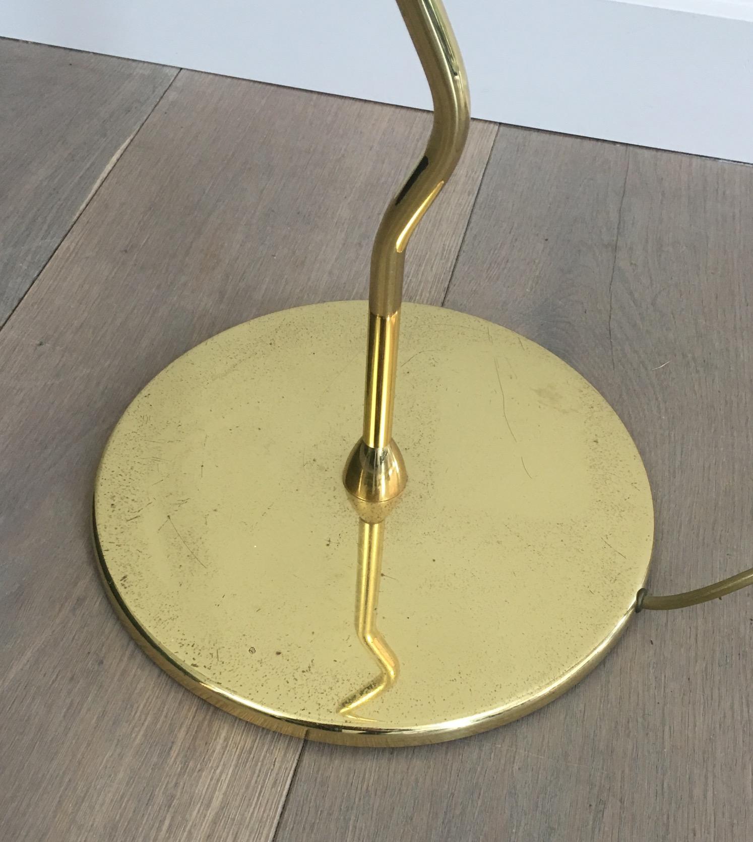 Late 20th Century Brass Floor Lamp with Frosted Glass Cup, circa 1970