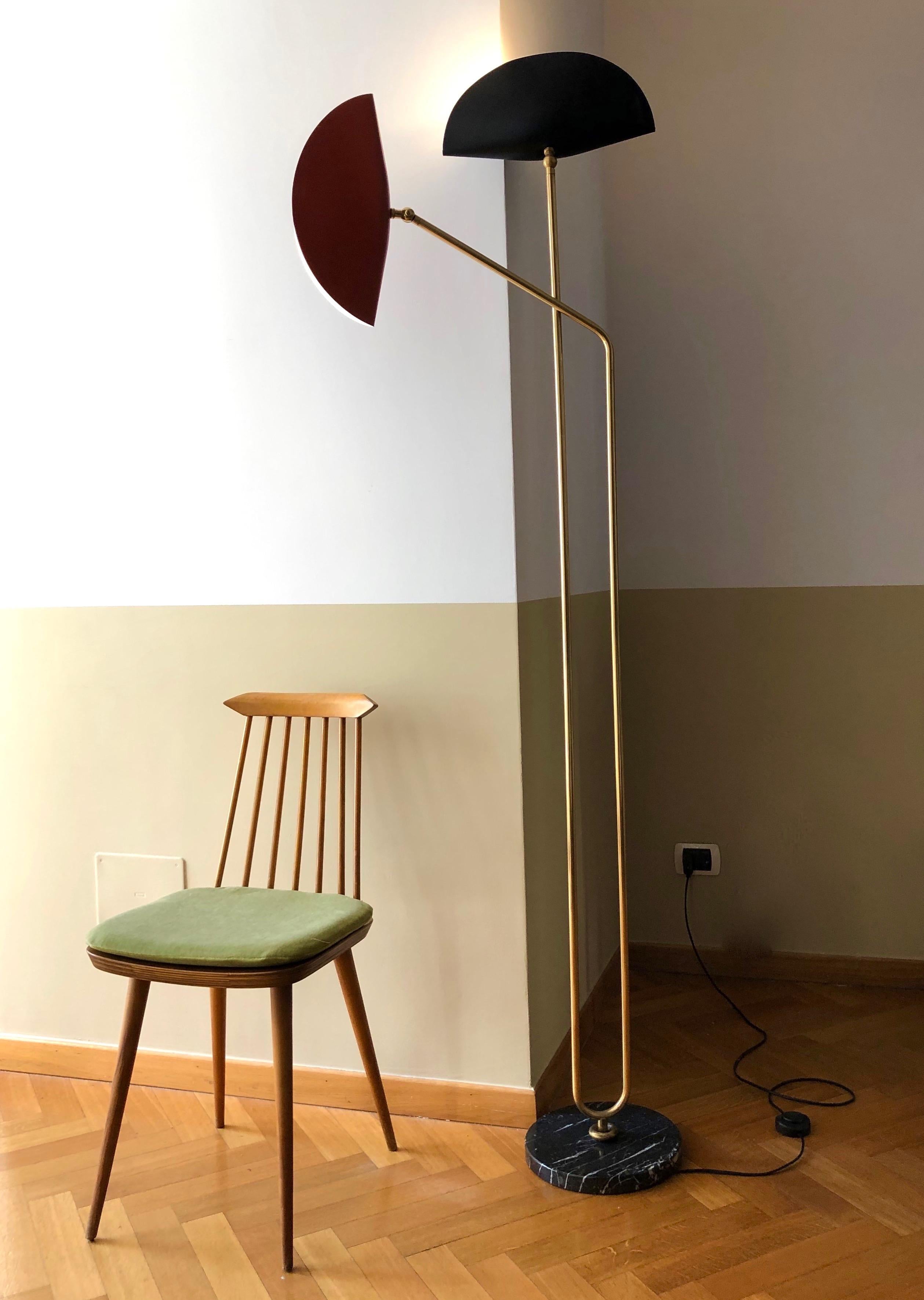 Modern Brass Floor Lamp with Marble Base by Cellule Creative Studio For Sale