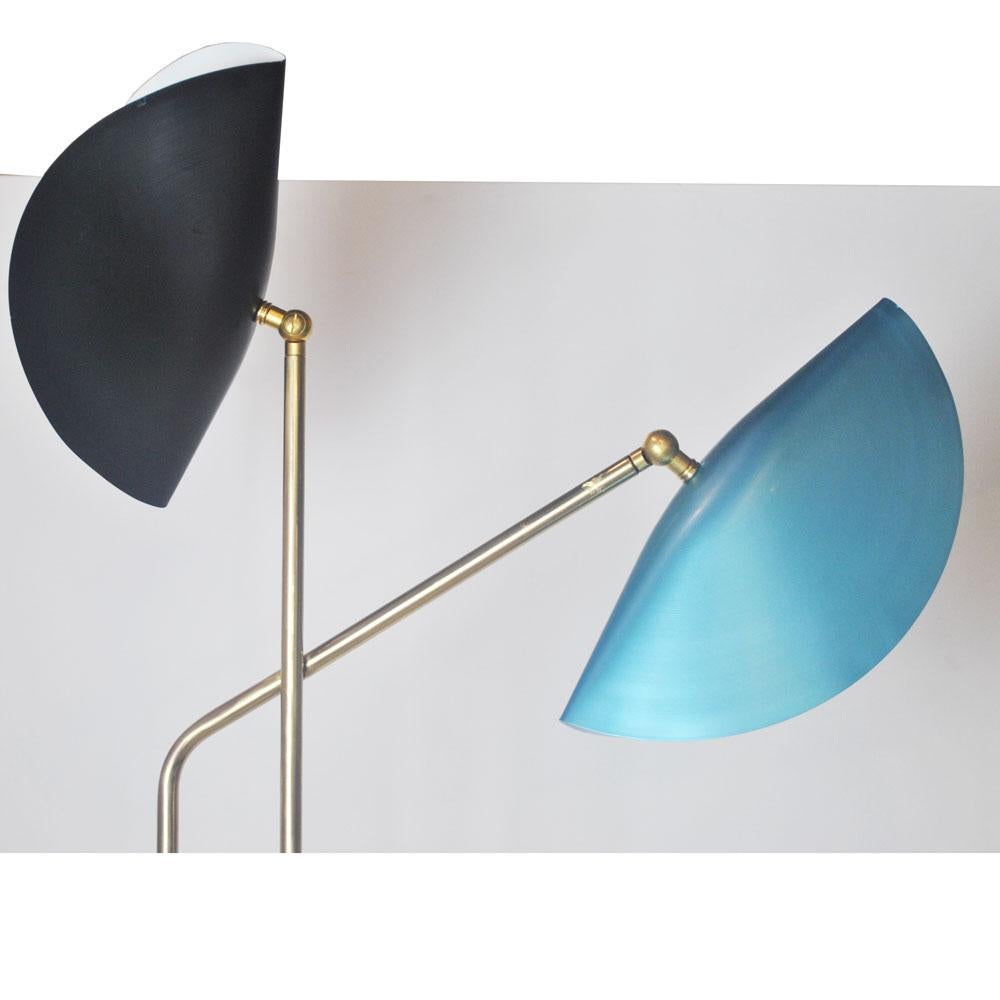 Modern Brass Floor Lamp with Marble Base by Cellule Creative Studio For Sale