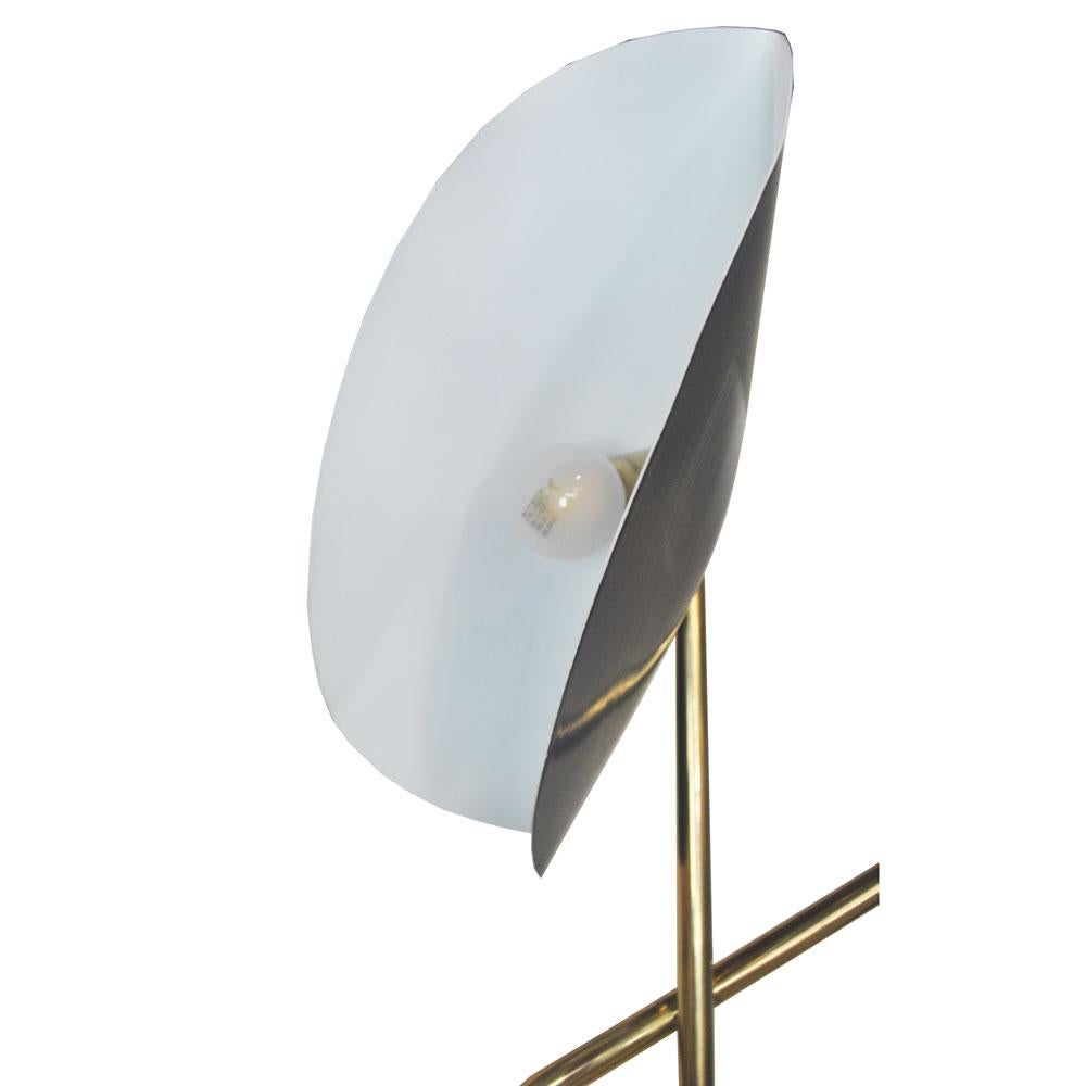 Italian Brass Floor Lamp with Marble Base by Cellule Creative Studio For Sale