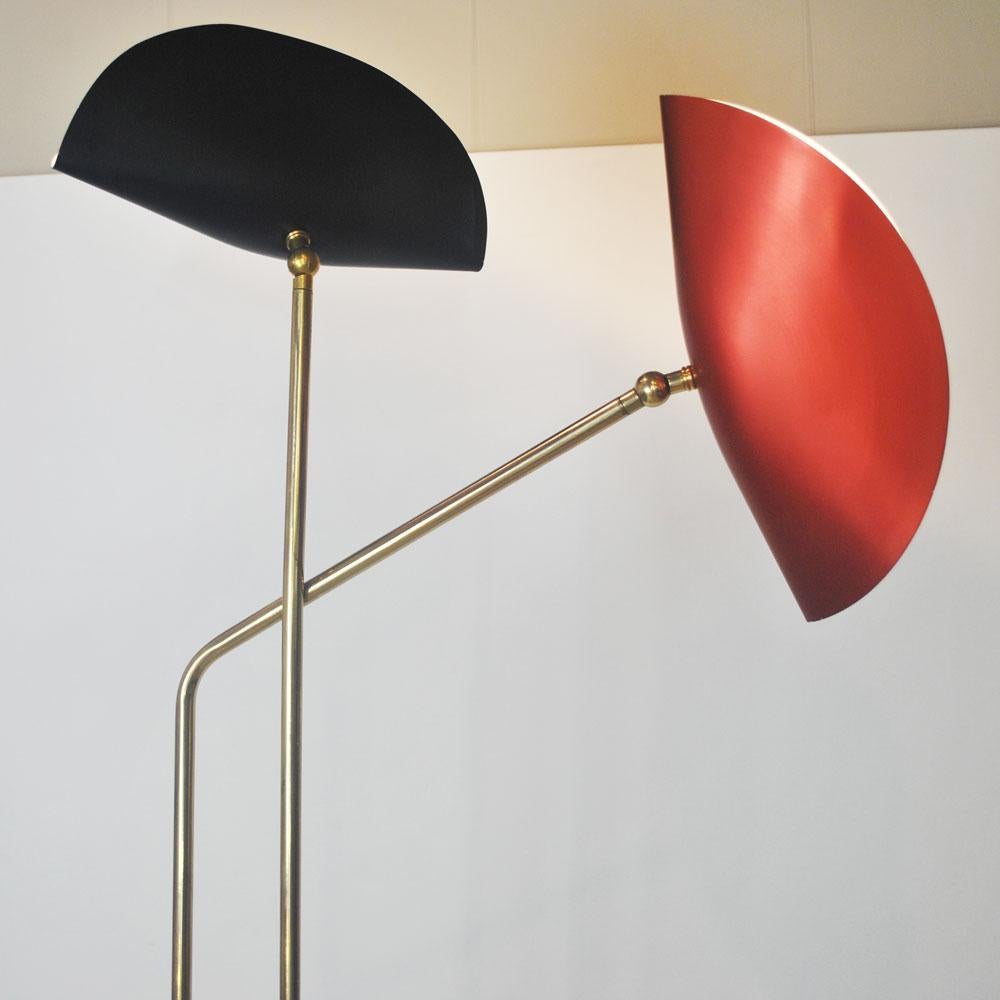 Contemporary Brass Floor Lamp with Marble Base by Cellule Creative Studio For Sale
