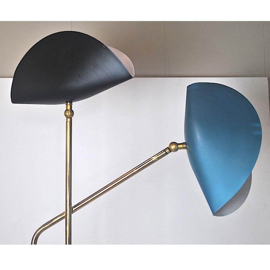 Contemporary Brass Floor Lamp with Marble Base by Cellule Creative Studio For Sale