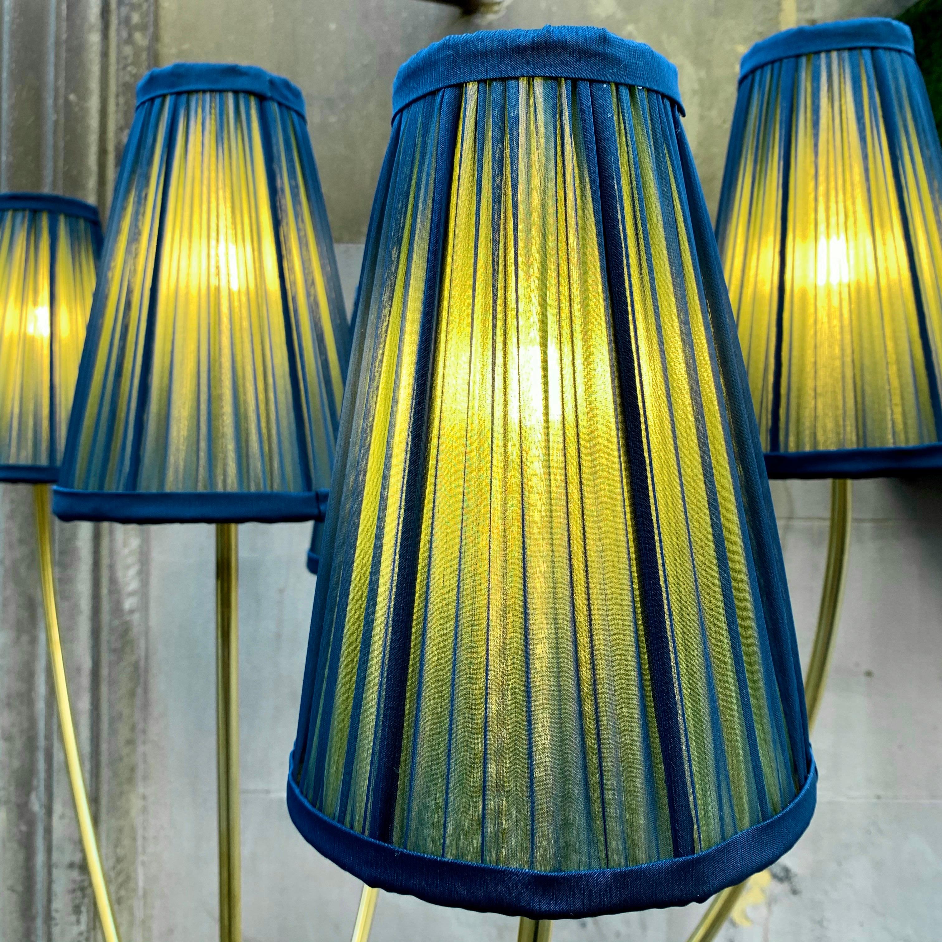 Brass Floor Lamp with Our Handcrafted Double Color Lampshades, 1970s 6