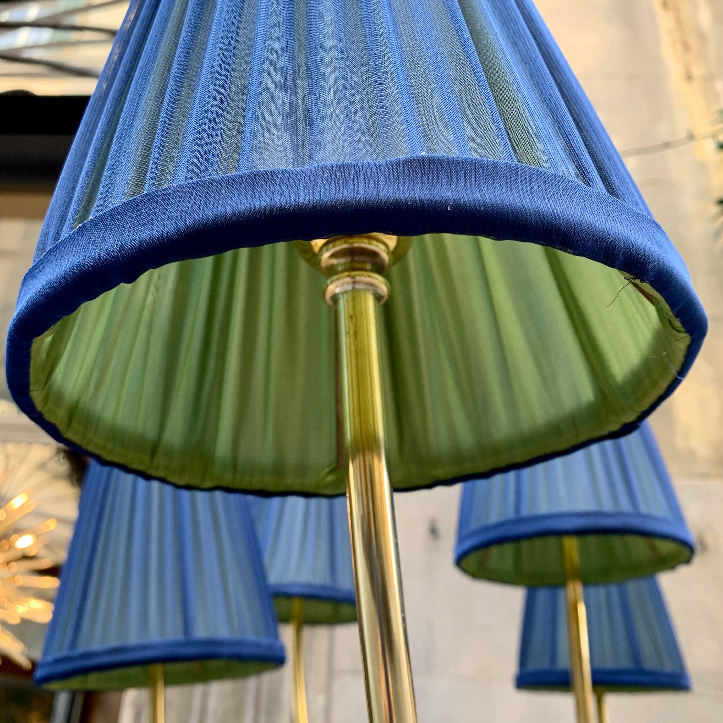 Brass Floor Lamp with Our Handcrafted Double Color Lampshades, 1970s 1