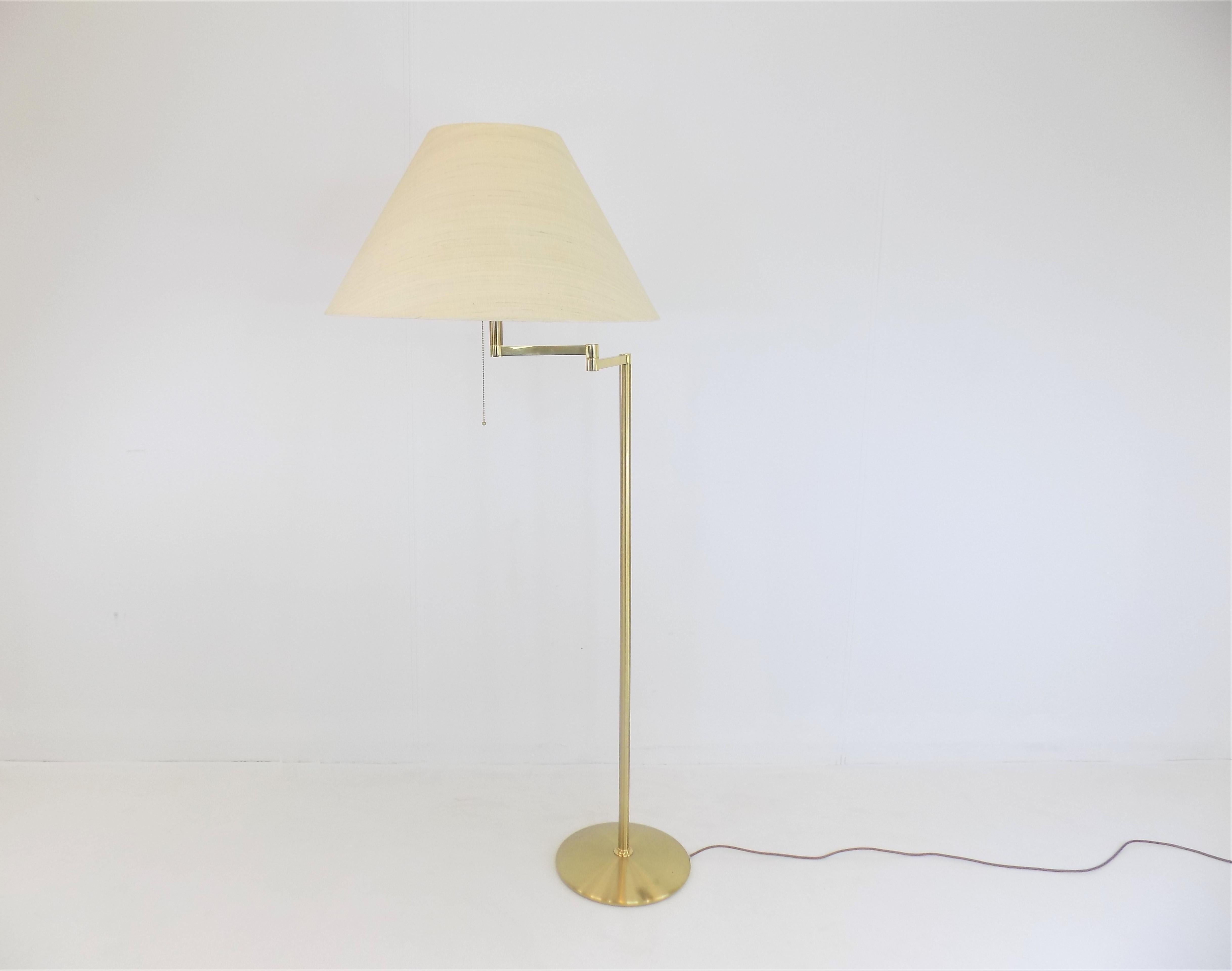 German Brass Floor Lamp with Swivel Arm Mid-Century Modern For Sale