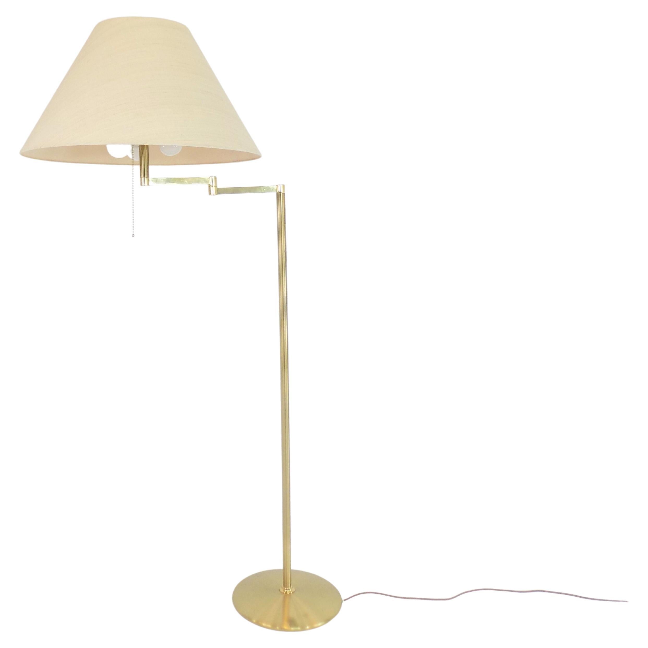 Brass Floor Lamp with Swivel Arm Mid-Century Modern For Sale
