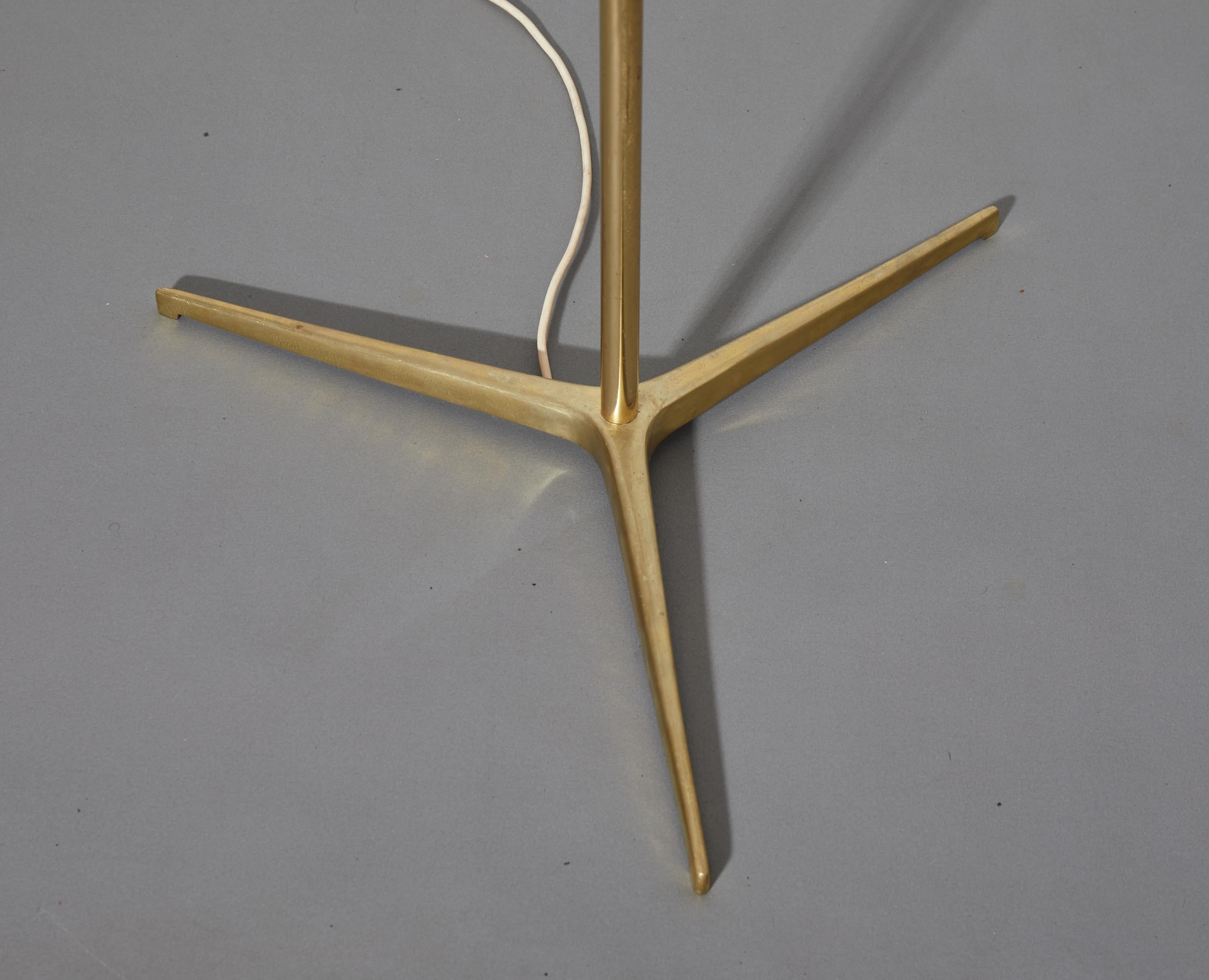 Brass Floor Lamp with Three Arms by O-Luce, Italy 1950's For Sale 4