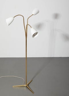 Brass Floor Lamp with Three Arms by O-Luce, Italy 1950's