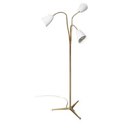 Brass Floor Lamp with Three Arms by O-Luce, Italy 1950's