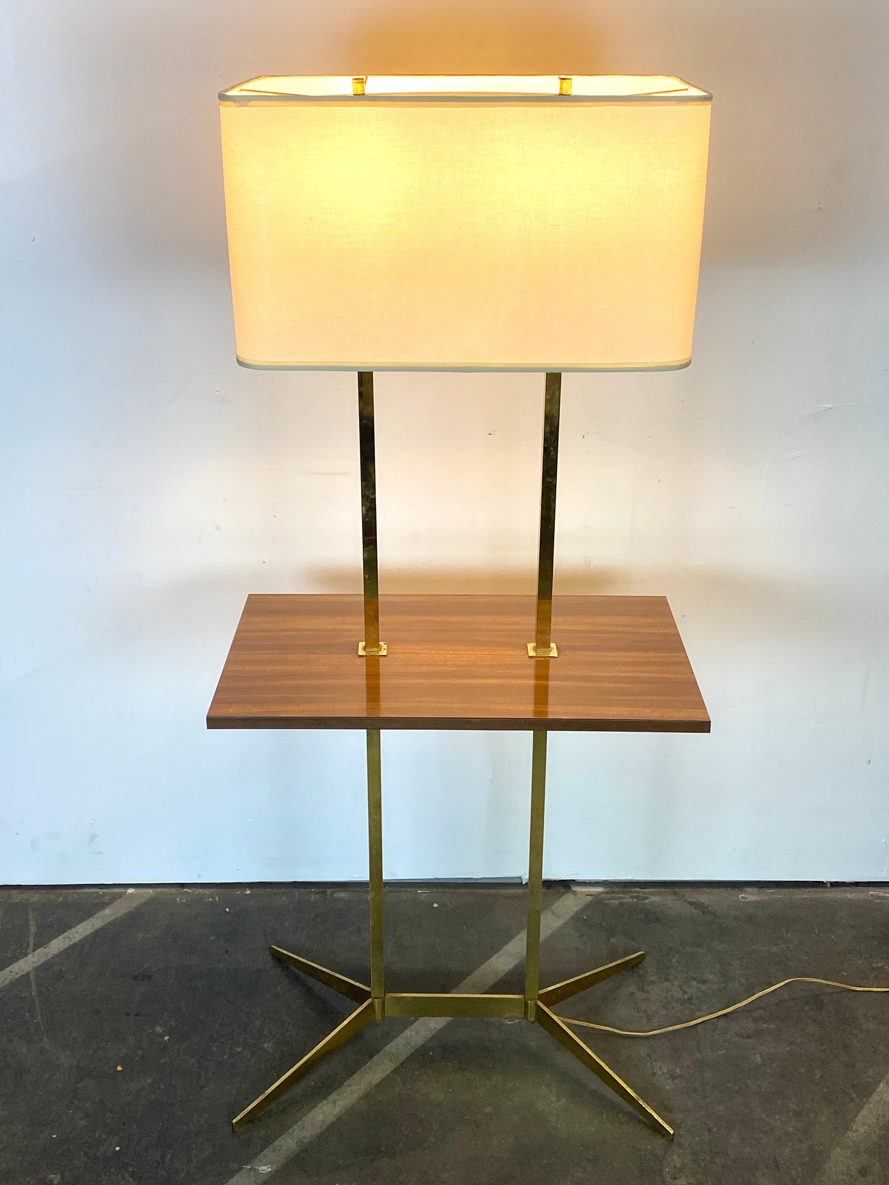 Brass Floor Lamp With Tray attributed to Stiffel 2