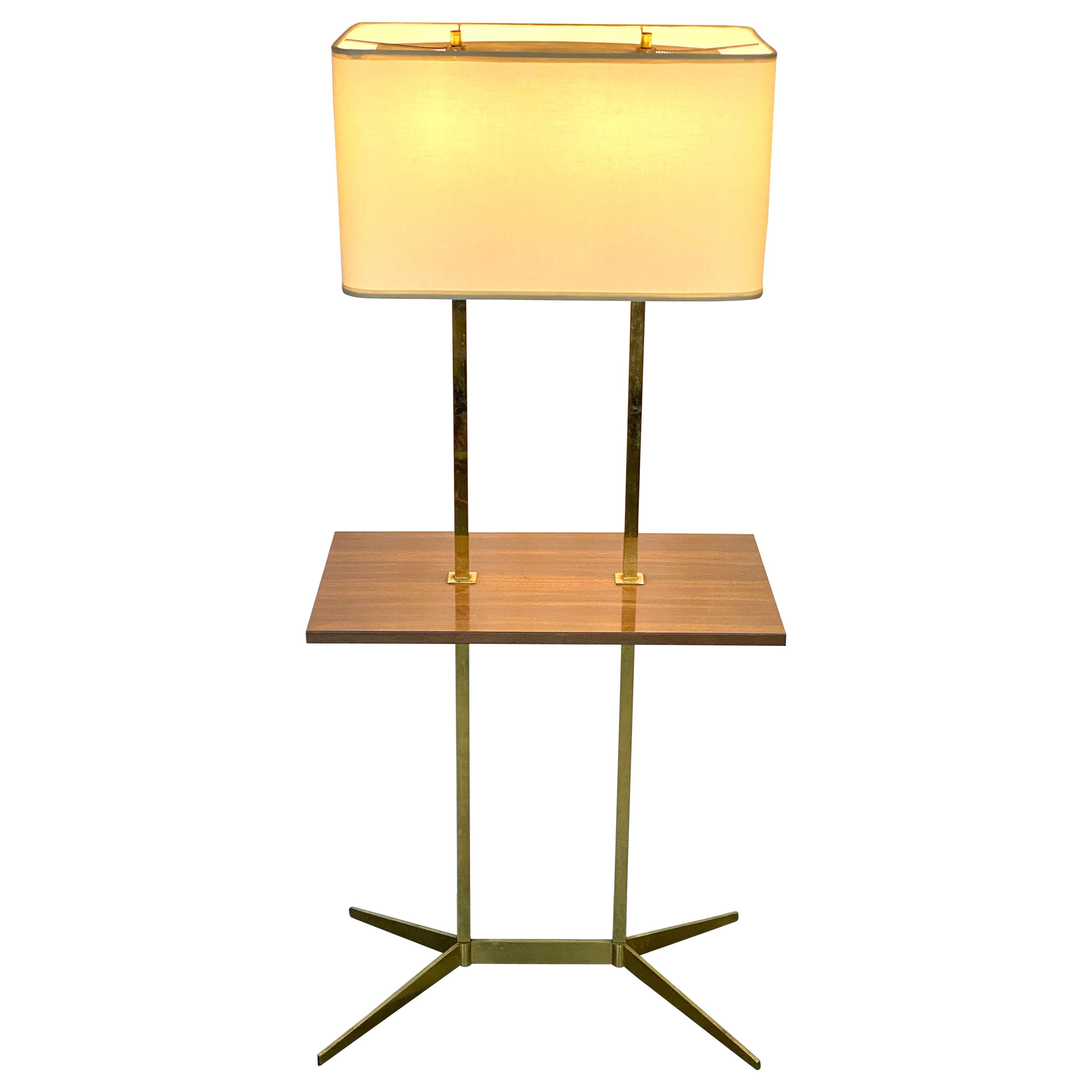Brass Floor Lamp With Tray attributed to Stiffel