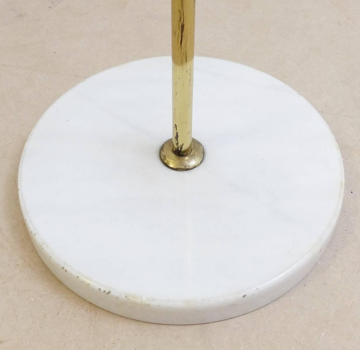 Italian Brass Floor Lamp with White Opaline Drop Glass