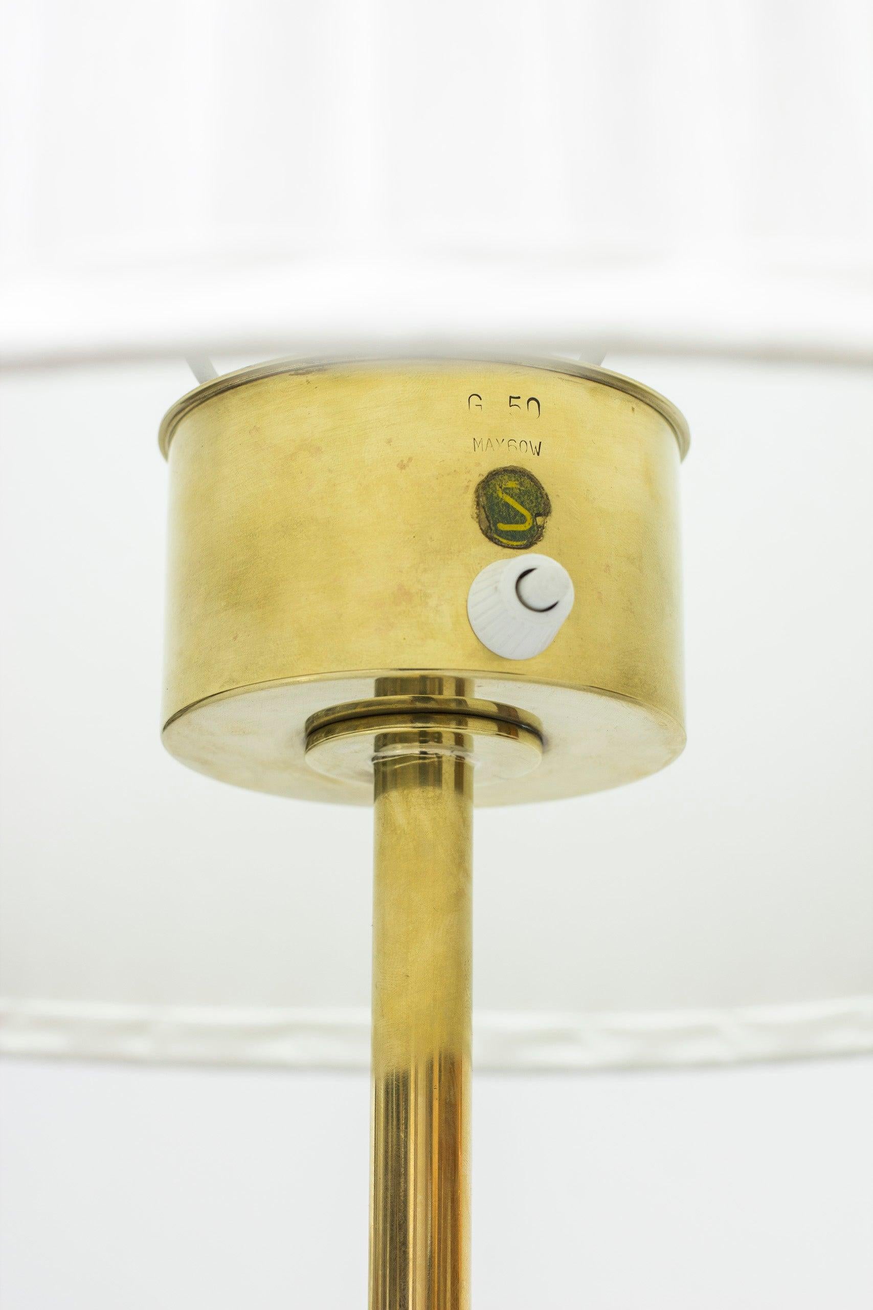 Brass Floor Lamps by Hans-Agne Jakobsson, 1950s, Sweden, hand sewn shades For Sale 1