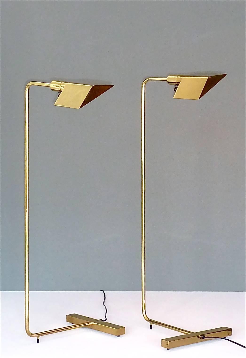 Swiss Brass Floor Lamps No.7 by Cedric Hartman for Jack Lennor Larsen, 1960-1970, Pair