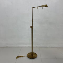 Brass Floor Reading Lamp Side Dimmer Bauhaus Holtkoetter Leuchten Germany 1964