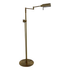 Brass Floor Reading Lamp Side Dimmer Bauhaus Holtkoetter Leuchten Germany 1964