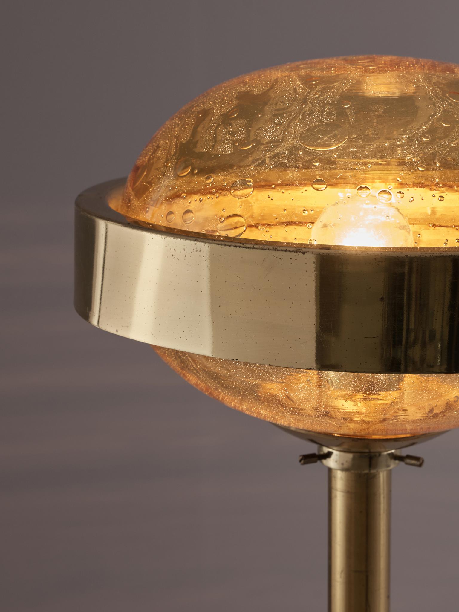 Mid-Century Modern Brass Floorlamp with Raindrop Glass