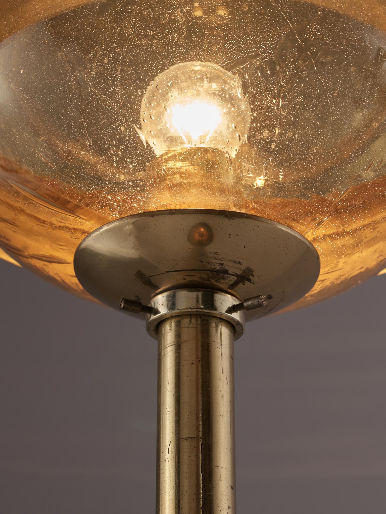 Brass Floorlamp with Raindrop Glass In Good Condition In Waalwijk, NL