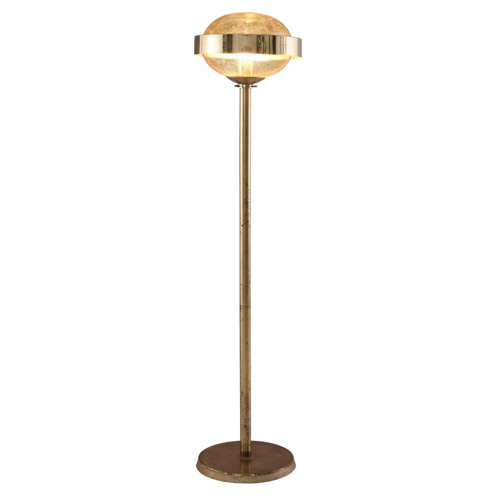 Brass Floorlamp with Raindrop Glass