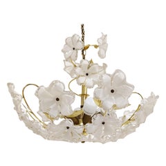 Brass Flower Chandelier, 1970s Brass Flower Chandelier, 1970s