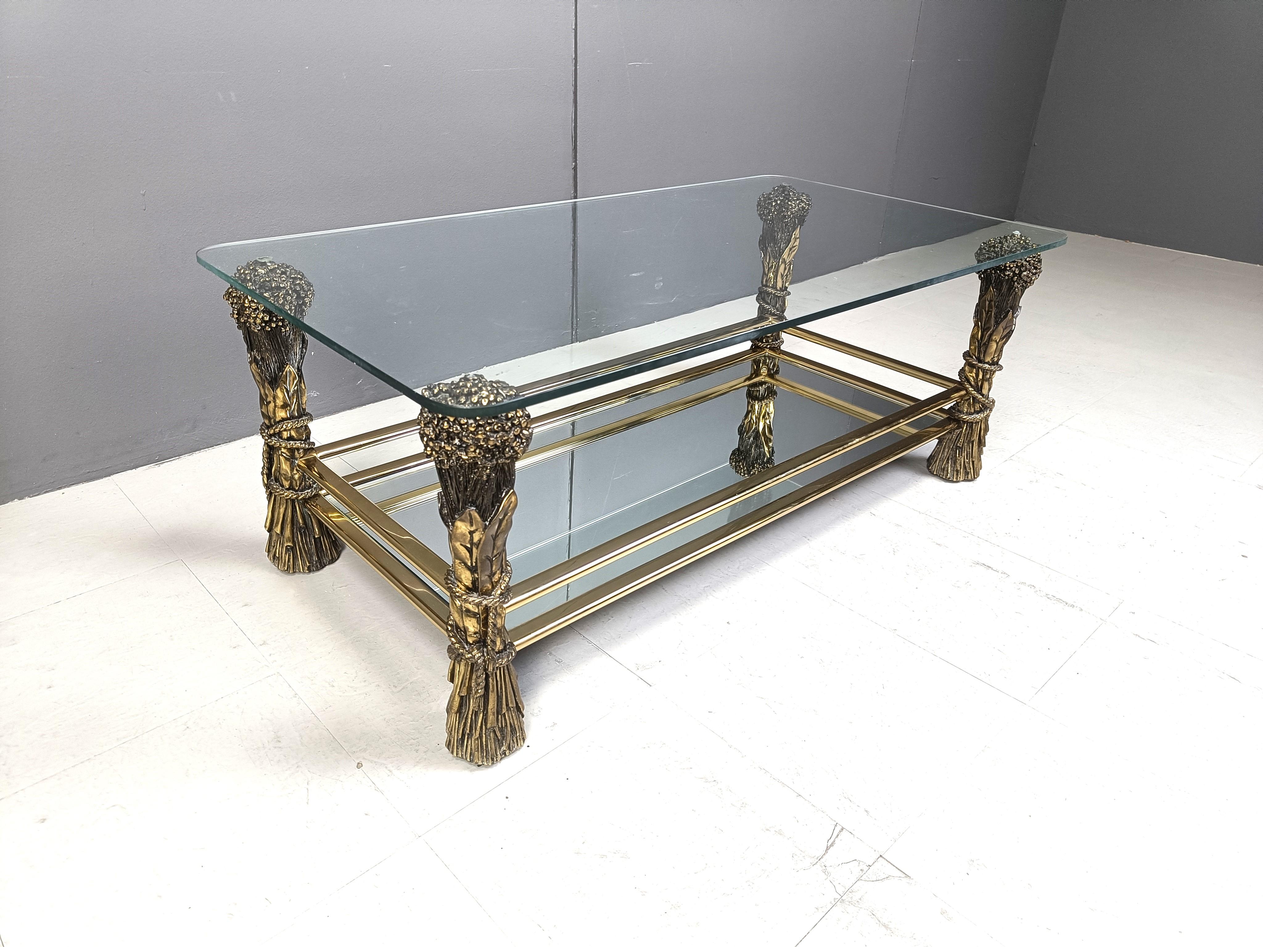Fin du 20e siècle Table basse à fleurs en laiton, années 1970 en vente