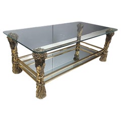 Brass flower coffee table, 1970s