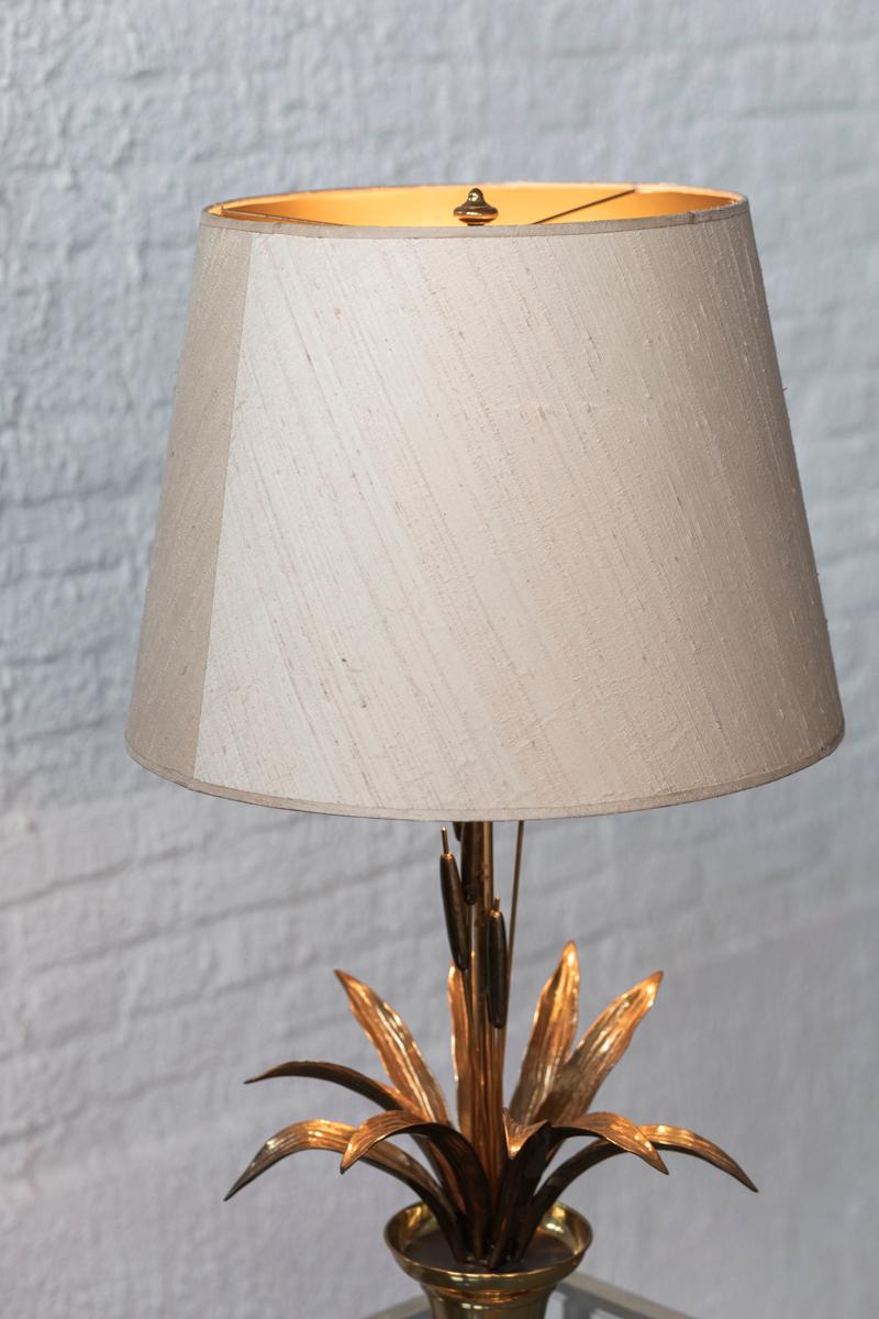 Brass flower table lamp by Maison Charles, France, 1970s 5