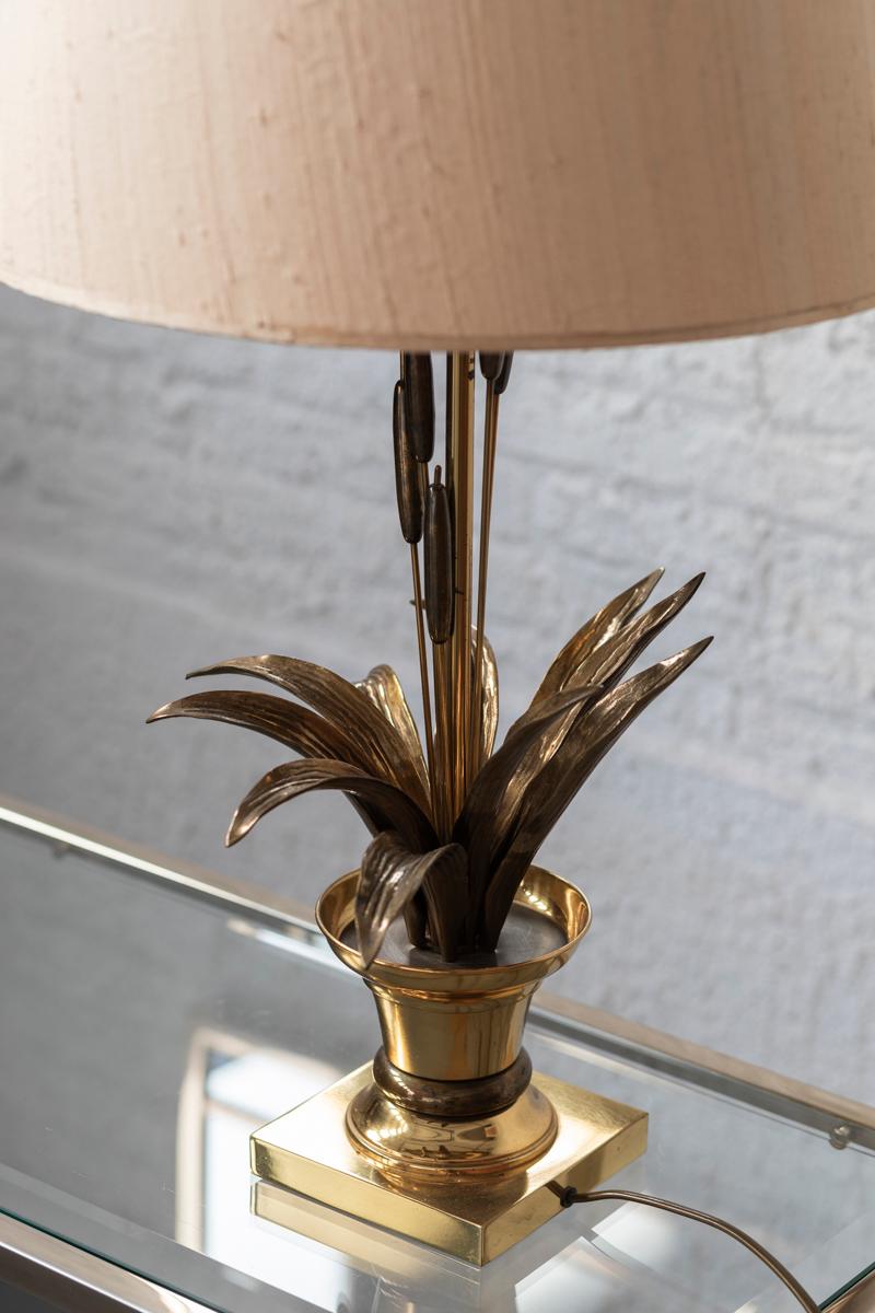 Brass flower table lamp by Maison Charles, France, 1970s 1
