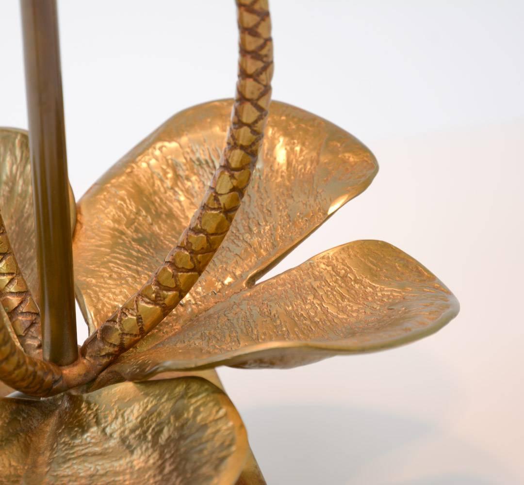Late 20th Century Brass Flower Table Lamp in the Manner of Maison Charles