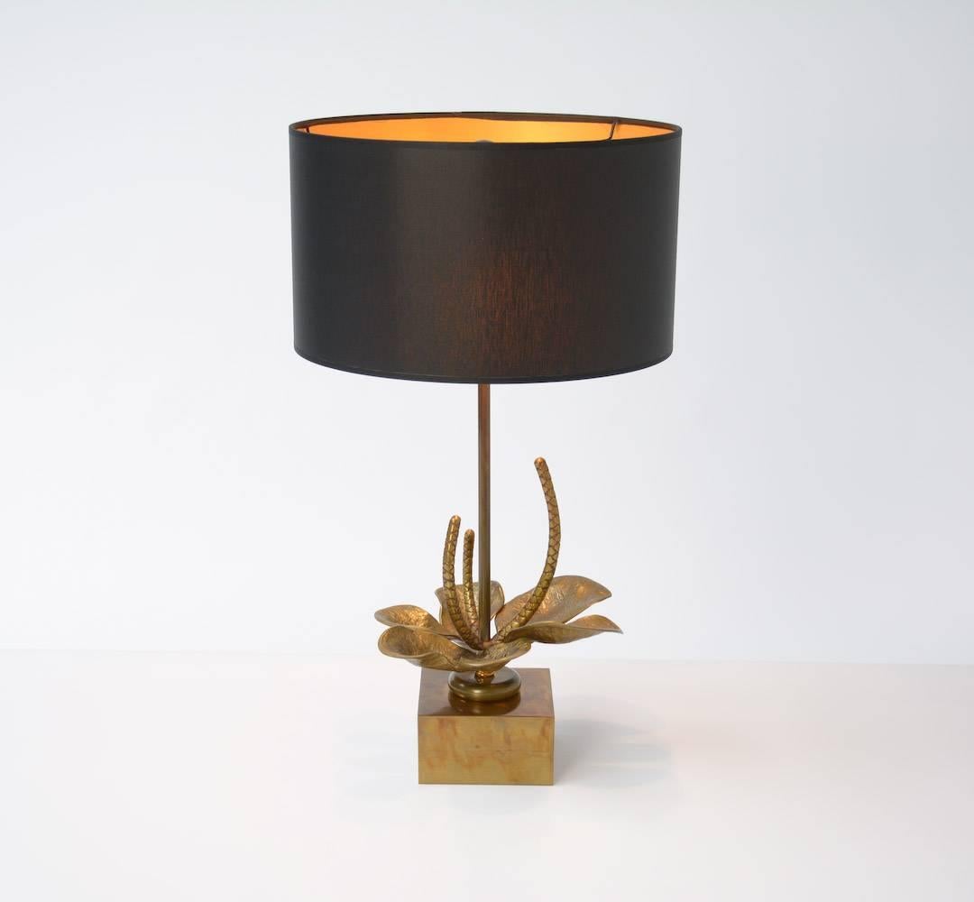 Brass Flower Table Lamp in the Manner of Maison Charles 3