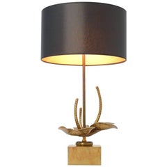 Brass Flower Table Lamp in the Manner of Maison Charles