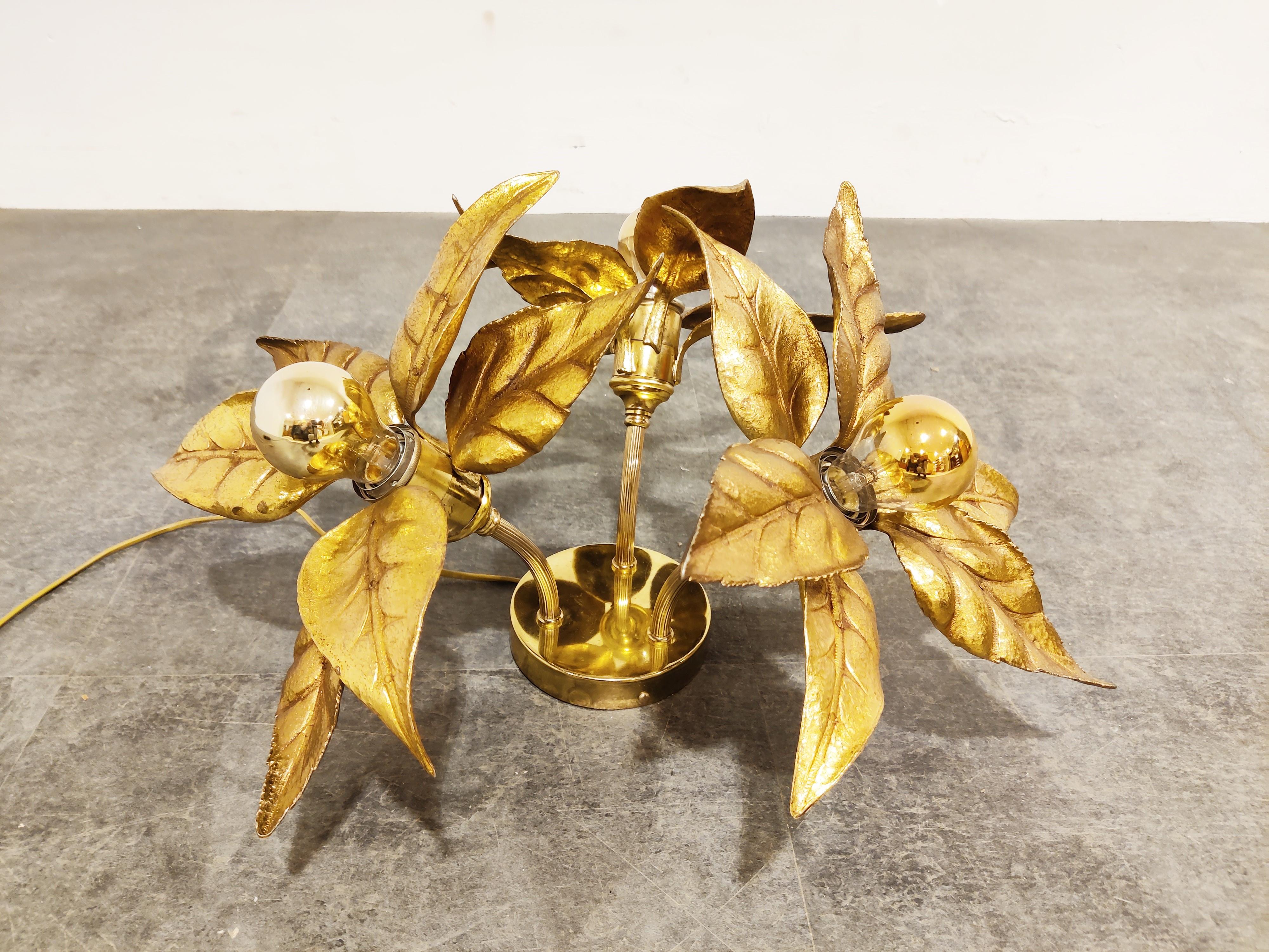 Brass Flower Table or Ceiling Light by Willy Daro, 1970's 4