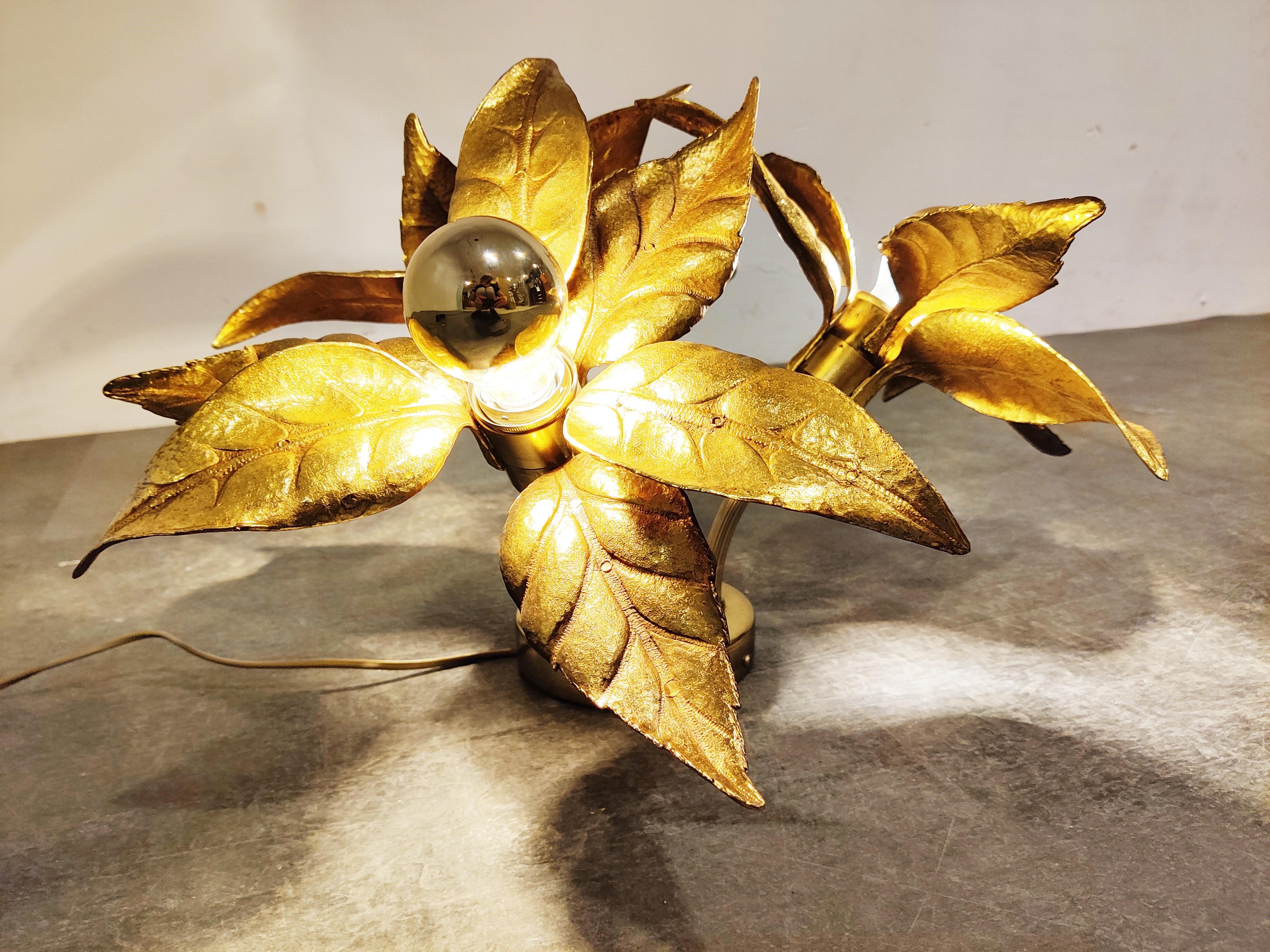 Brass Flower Table or Ceiling Light by Willy Daro, 1970's In Good Condition In HEVERLEE, BE