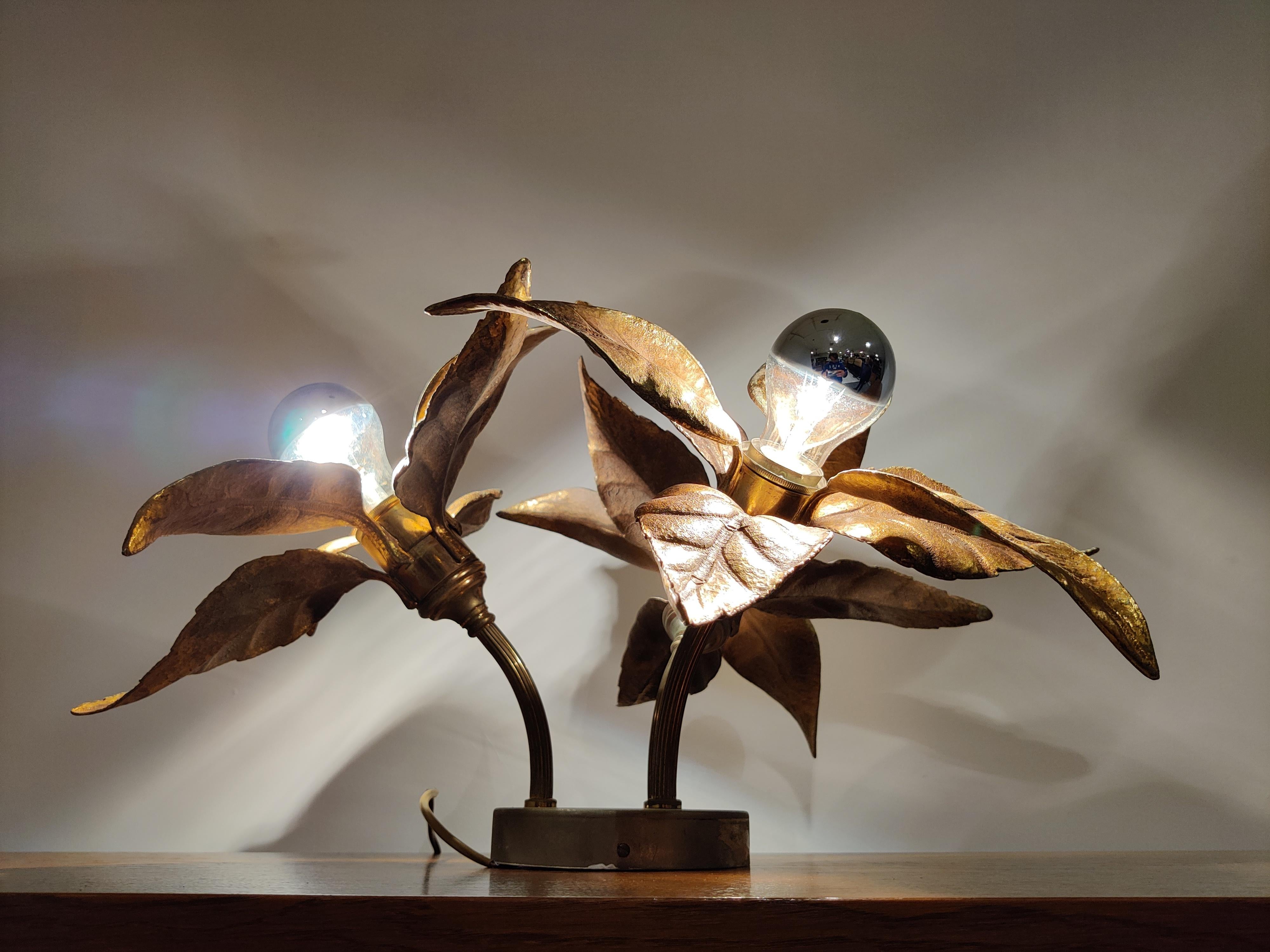Late 20th Century Brass Flower Table or Ceiling Light by Willy Daro, 1970's