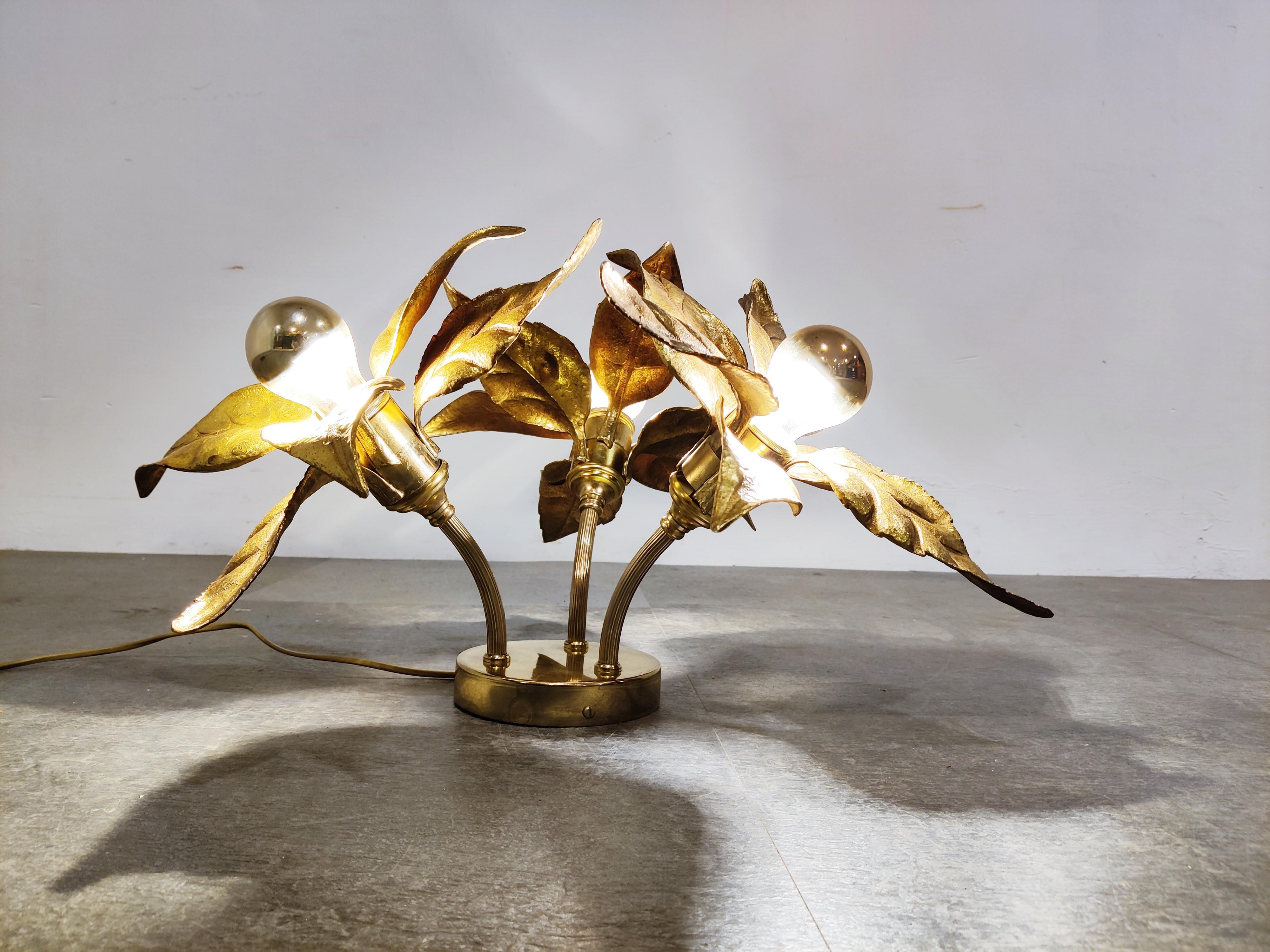 Brass Flower Table or Ceiling Light by Willy Daro, 1970's 2