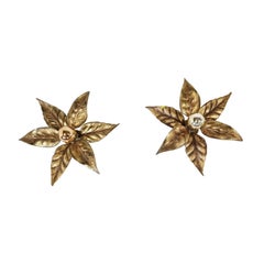Brass Flower Table or Ceiling Lights by Willy Daro, 1970's, Set of 2