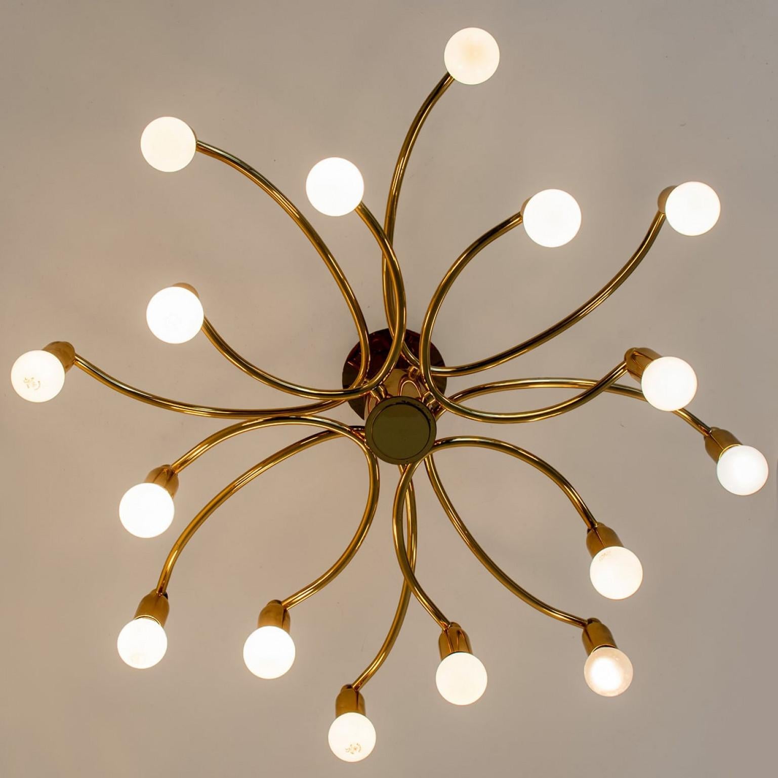 Other Brass Flush Mount 16 arms by Sciolari, 1960s For Sale