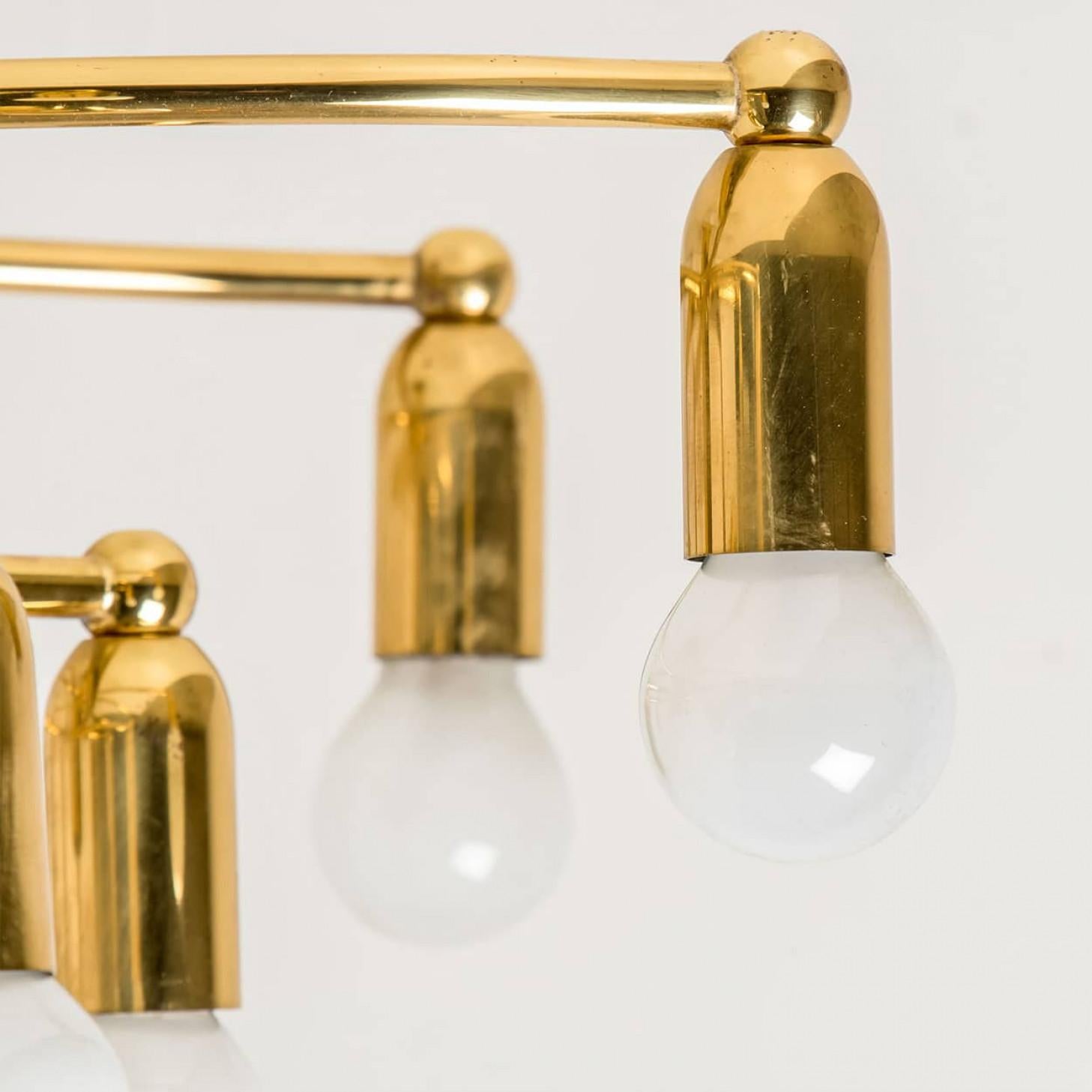 Mid-20th Century Brass Flush Mount 16 arms by Sciolari, 1960s For Sale