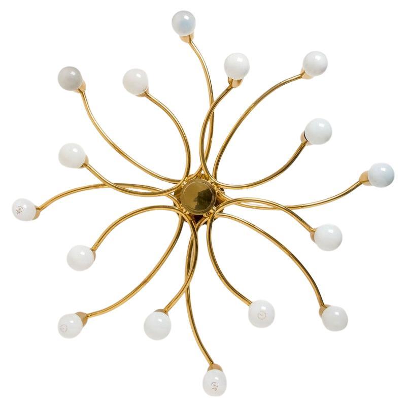 Brass Flush Mount 16 arms by Sciolari, 1960s For Sale