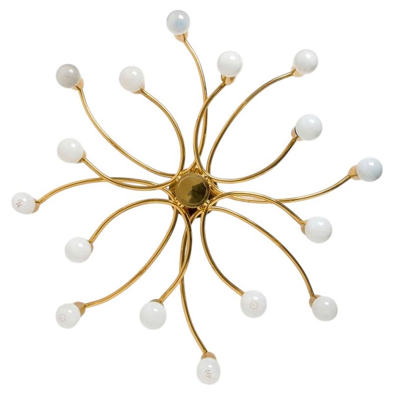Brass Flush Mount 16 arms by Sciolari, 1960s For Sale