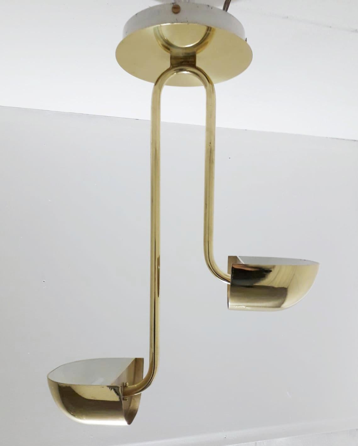 Italian Brass Flush Mount Pendant by Lumi For Sale