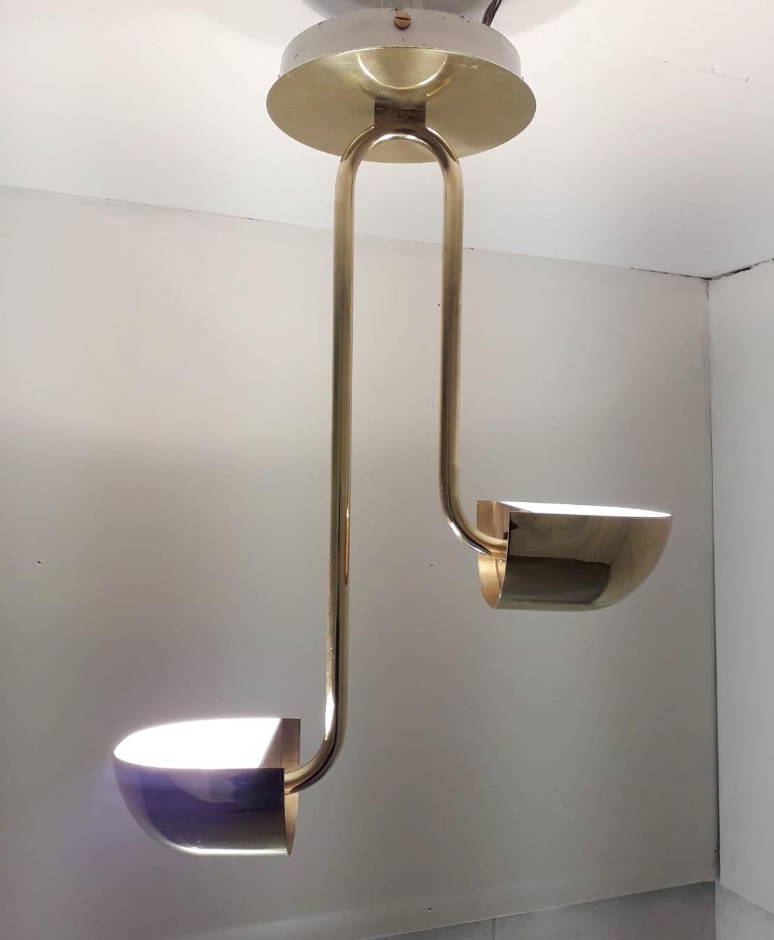 Plated Brass Flush Mount Pendant by Lumi For Sale