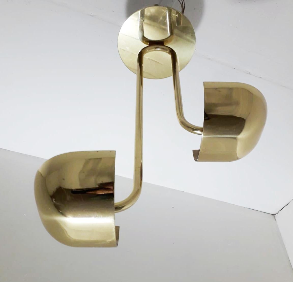 Brass Flush Mount Pendant by Lumi In Good Condition For Sale In Los Angeles, CA
