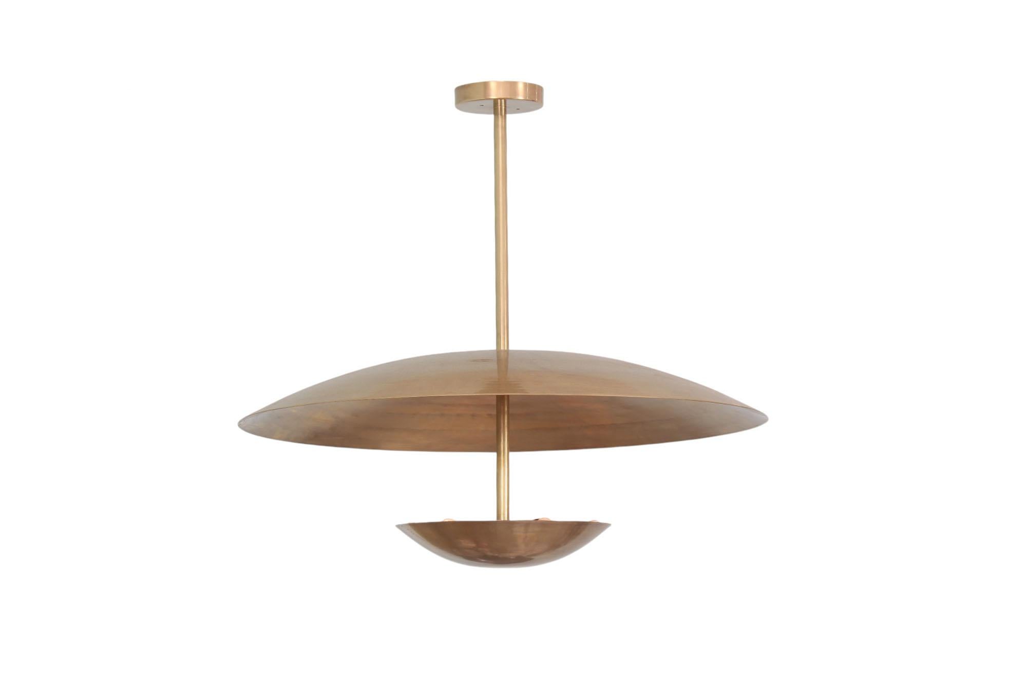 Spun BRASS Pendant Uplighter with 6 lights For Sale